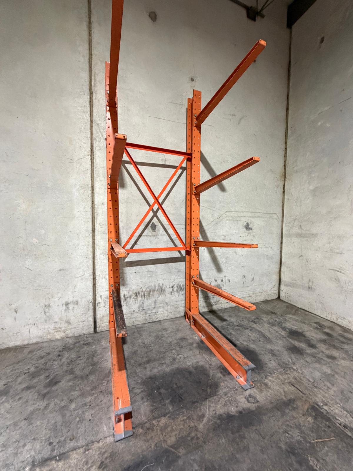 Cantilever racks storing steel rods and rebar