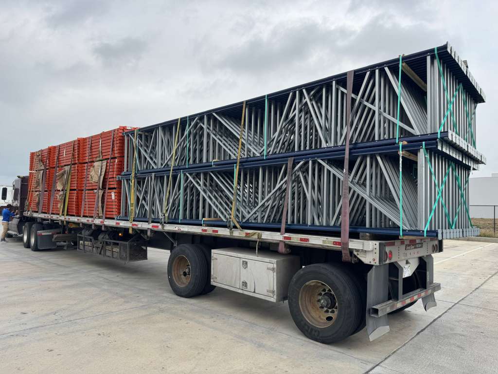 Upright frames loaded on flatbed — ready for delivery